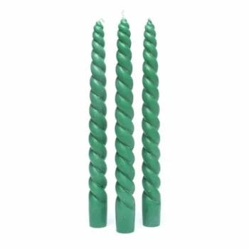 Set de 3 lumânări de seară verzi, 23 cm