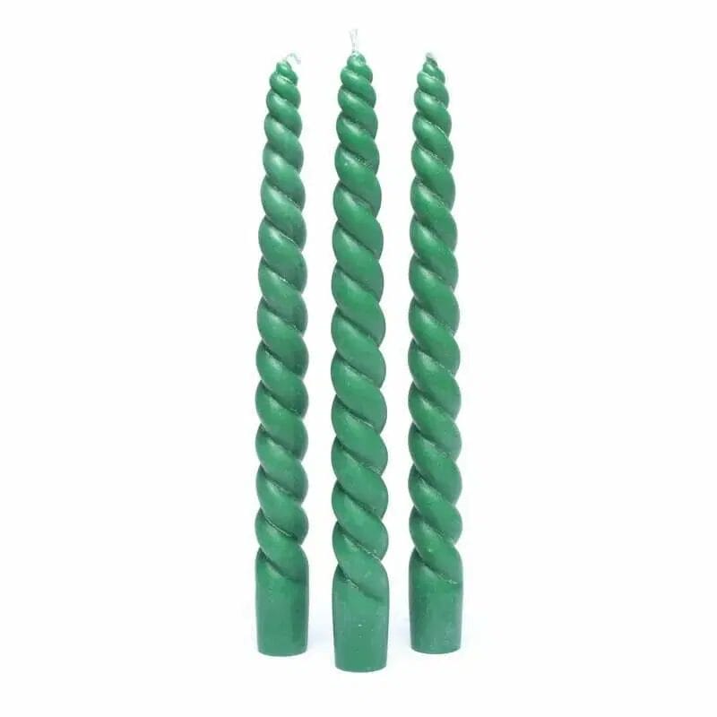 Set de 3 lumânări de seară verzi, 23 cm